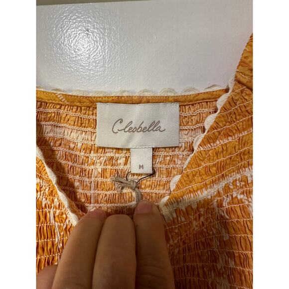 Cleobella Everly V-Neck Puff Sleeve Crop Top Size Medium NWT Coastal Boho - Picture 6 of 13